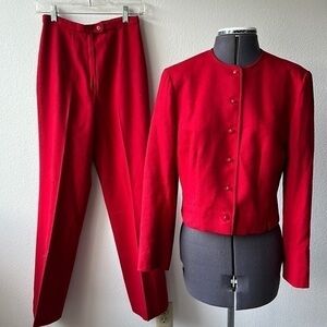 Pendleton suit red lined wool size 6 jacket and slacks pants suit